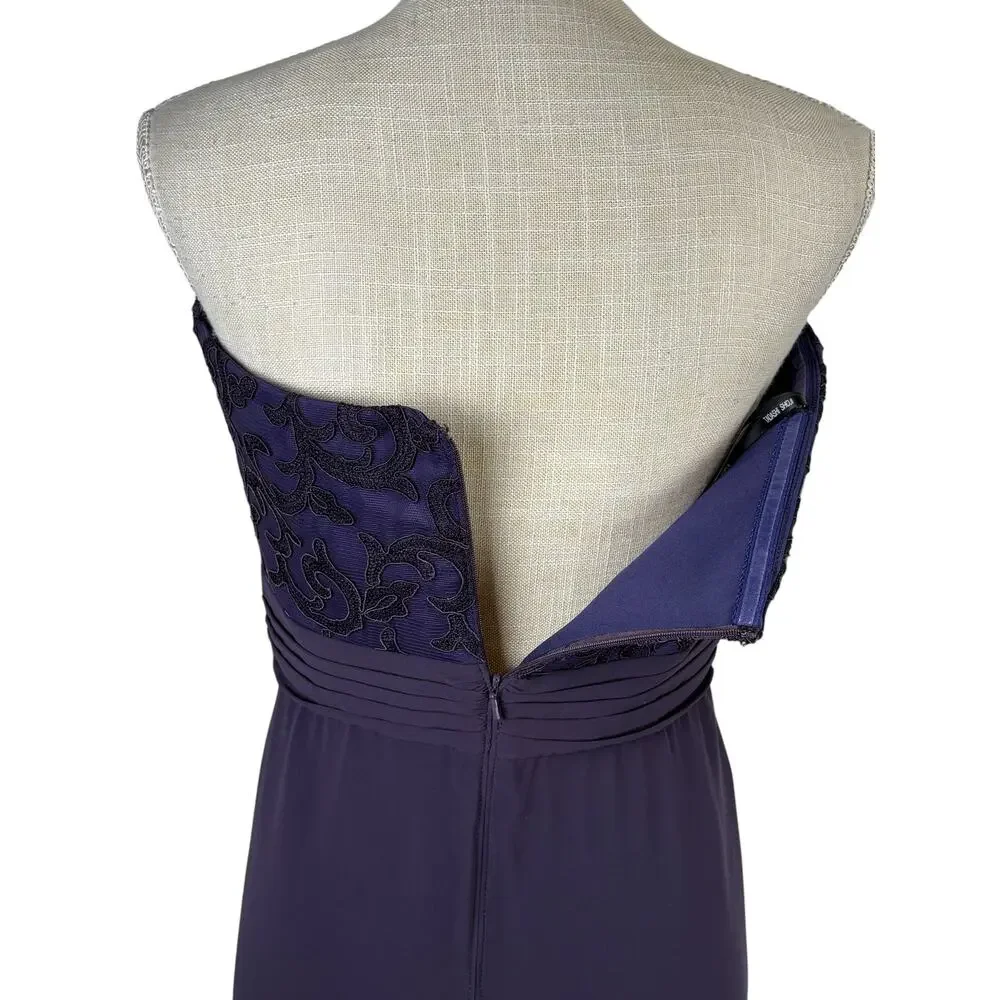 Tadashi Shoji 2 Piece Evening Gown Maxi Dress Women's 8 Purple Lace Jacket Party